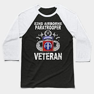 82nd Airborne Paratrooper Veteran- Vintage Veteran Baseball T-Shirt